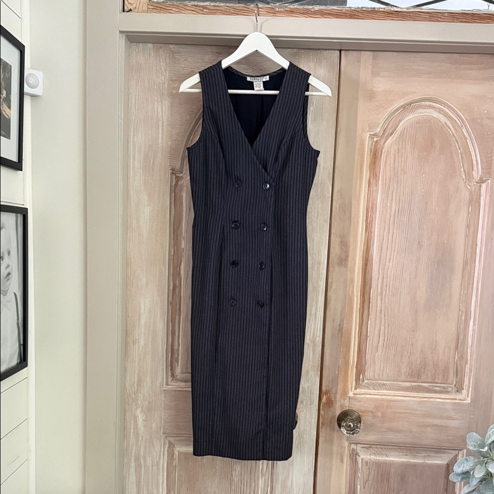 Rampage Black Pinstripe Midi Dress